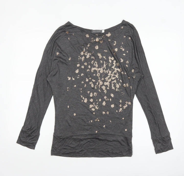 Mint Velvet Women’s Grey Sequin Animal Print Long Sleeve Top XS