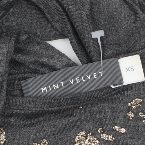 Mint Velvet Women’s Grey Sequin Animal Print Long Sleeve Top XS