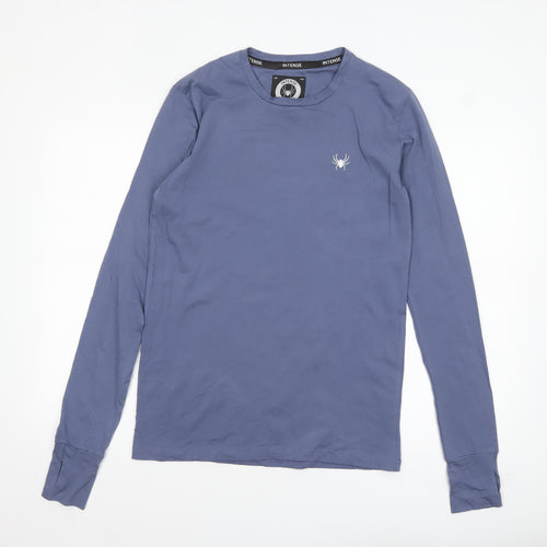 Intense Men Blue Slim Fit Long Sleeve Crew Neck Cotton Top S