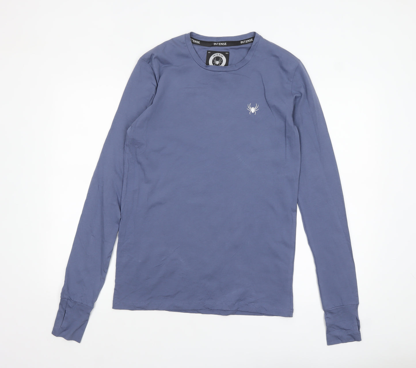 Intense Men Blue Slim Fit Long Sleeve Crew Neck Cotton Top S