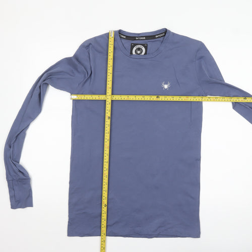Intense Men Blue Slim Fit Long Sleeve Crew Neck Cotton Top S