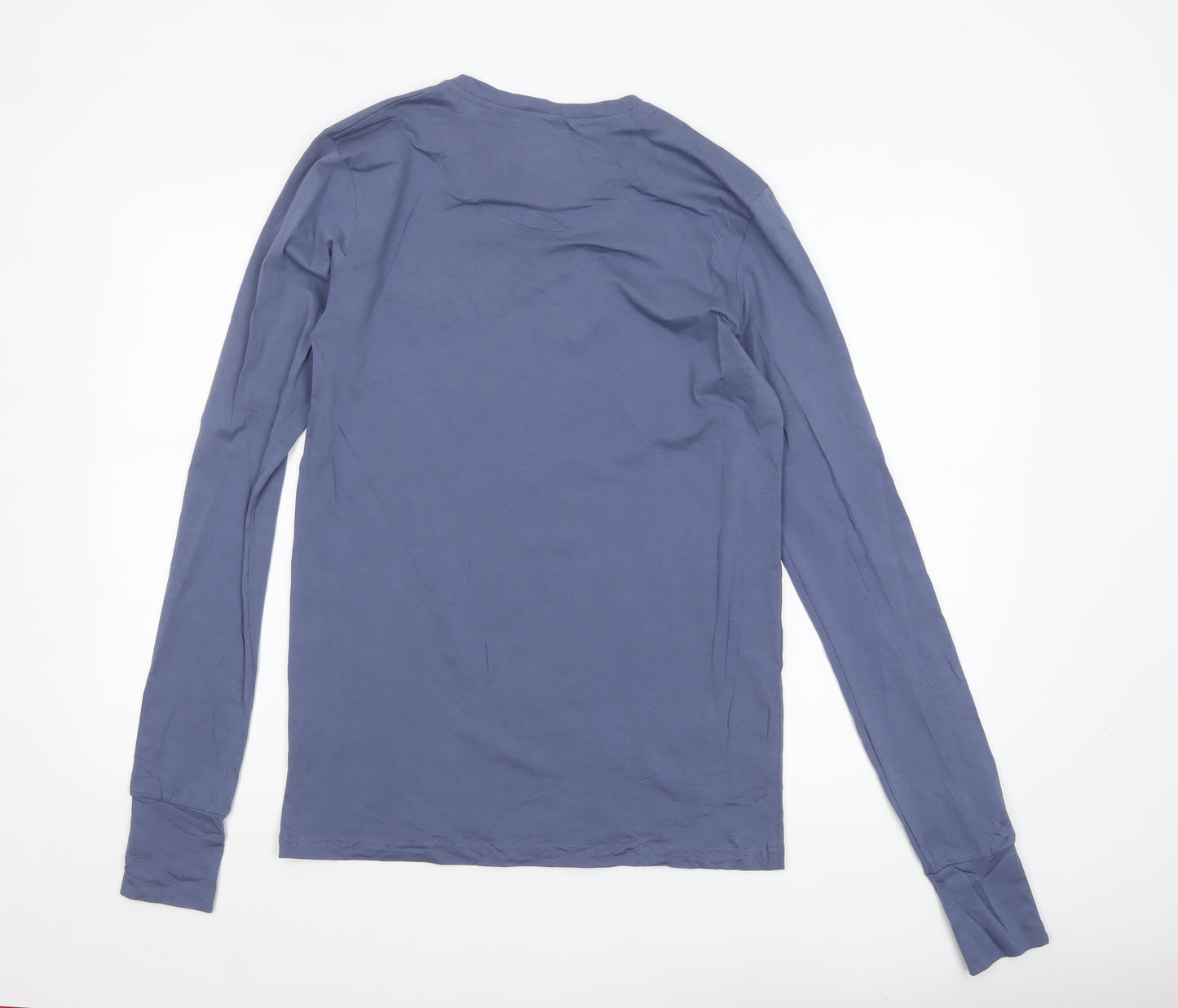 Intense Men Blue Slim Fit Long Sleeve Crew Neck Cotton Top S