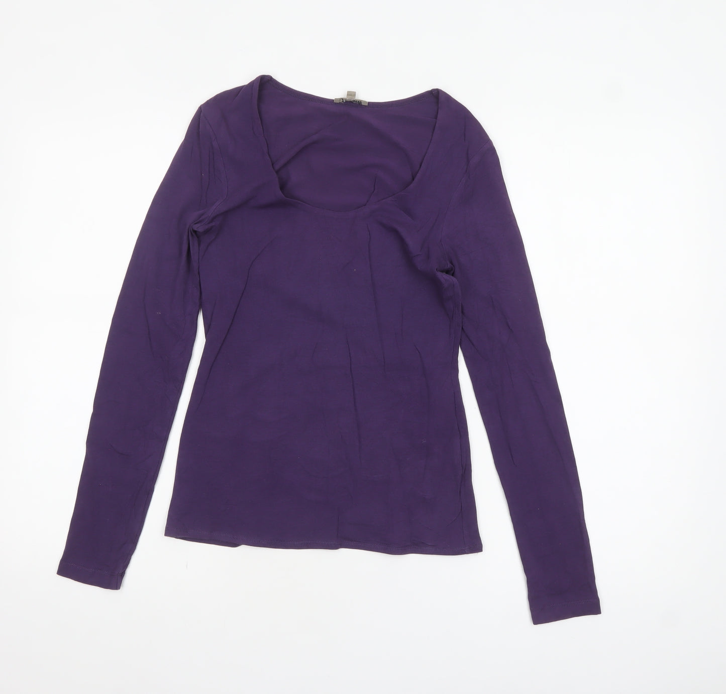Jigsaw Women’s Purple Long Sleeve Scoop Neck Cotton Blend Top XS