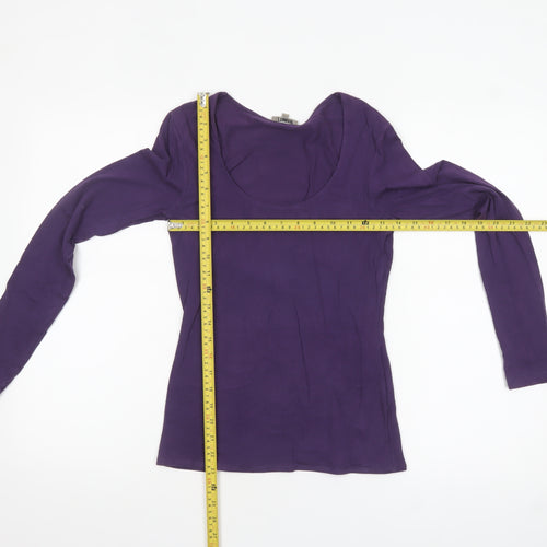 Jigsaw Women’s Purple Long Sleeve Scoop Neck Cotton Blend Top XS