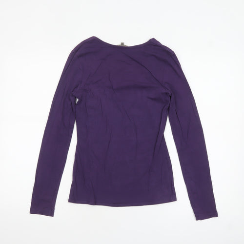 Jigsaw Women’s Purple Long Sleeve Scoop Neck Cotton Blend Top XS