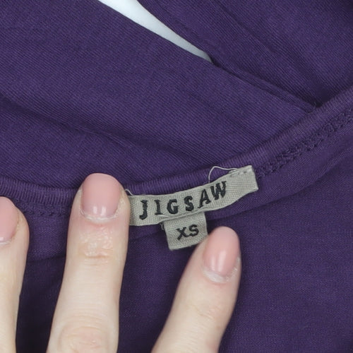 Jigsaw Women’s Purple Long Sleeve Scoop Neck Cotton Blend Top XS