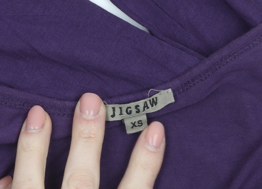 Jigsaw Women’s Purple Long Sleeve Scoop Neck Cotton Blend Top XS