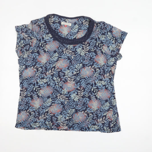 Brakeburn Women's Blue Floral Cotton T-Shirt Size 18