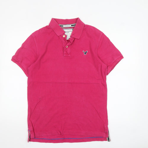 American Eagle Outfitters Men's Pink Vintage Fit Cotton Polo Shirt M