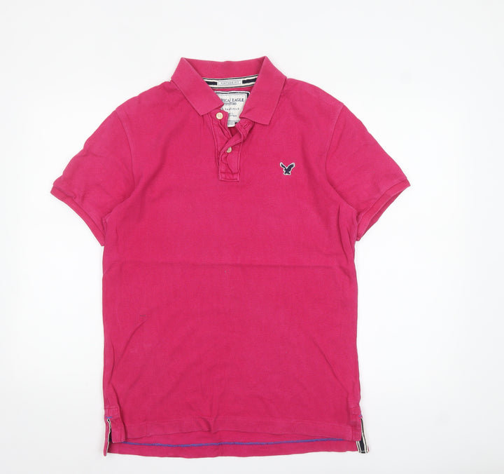 American Eagle Outfitters Men's Pink Vintage Fit Cotton Polo Shirt M
