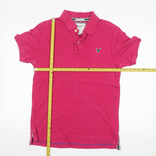 American Eagle Outfitters Men's Pink Vintage Fit Cotton Polo Shirt M