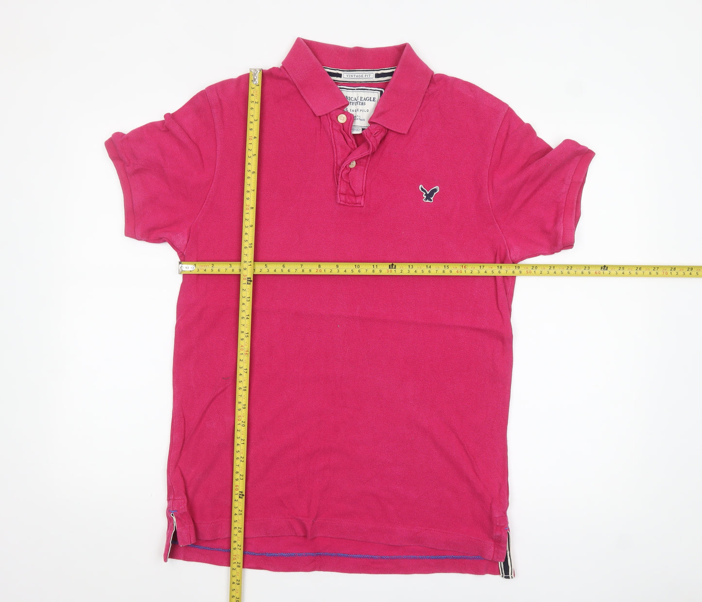 American Eagle Outfitters Men's Pink Vintage Fit Cotton Polo Shirt M