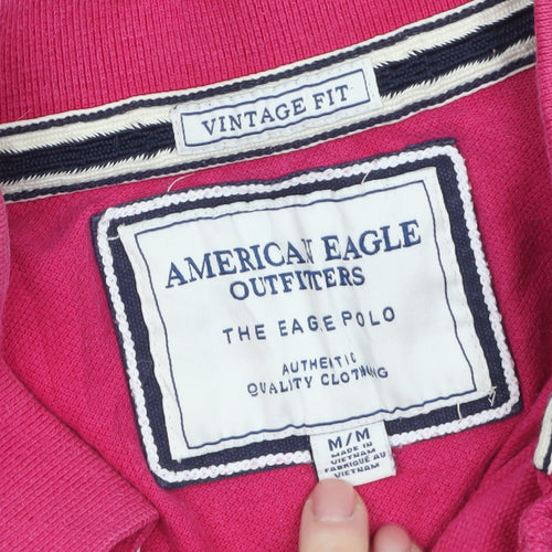 American Eagle Outfitters Men's Pink Vintage Fit Cotton Polo Shirt M