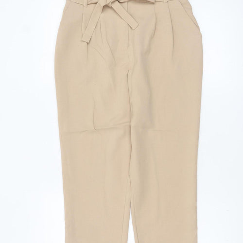Miss Selfridge Women’s Beige High Waist Paperbag Trousers Size 8