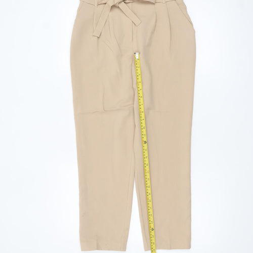 Miss Selfridge Women’s Beige High Waist Paperbag Trousers Size 8
