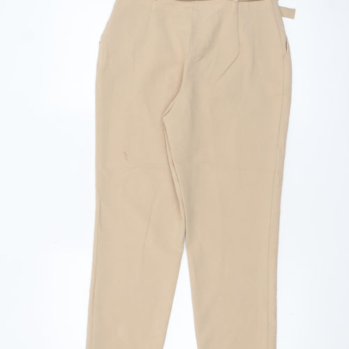 Miss Selfridge Women’s Beige High Waist Paperbag Trousers Size 8