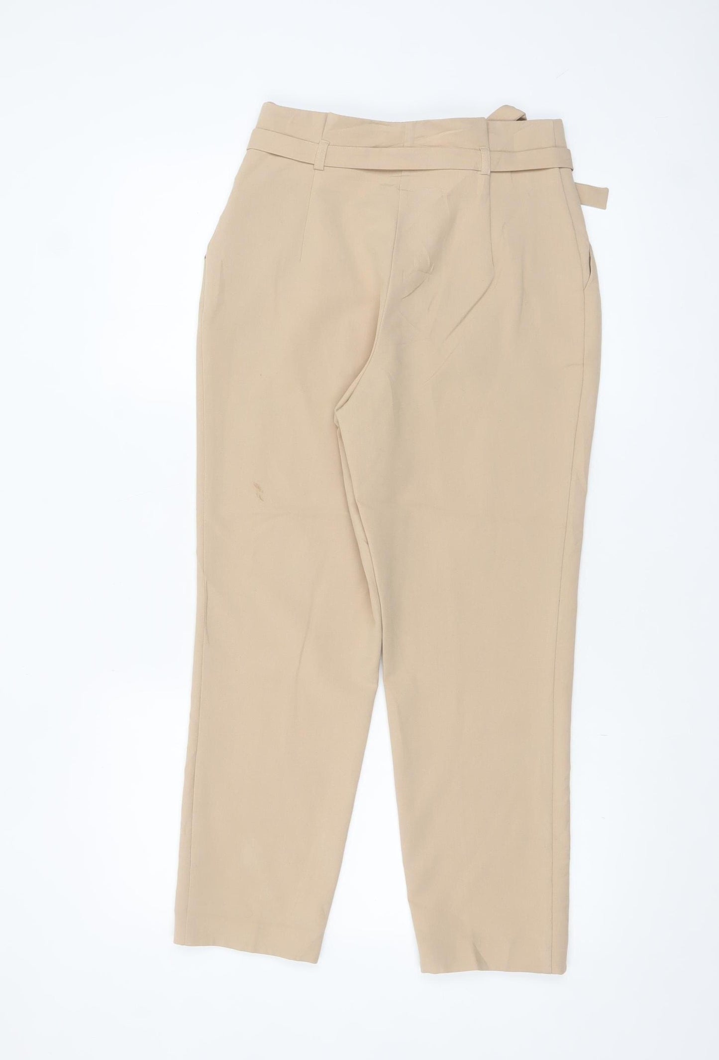 Miss Selfridge Women’s Beige High Waist Paperbag Trousers Size 8