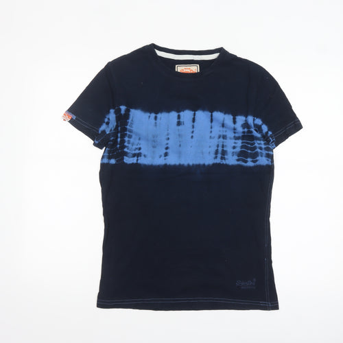 Superdry Men’s Blue Tie-Dye Cotton Crew Neck T-Shirt Small