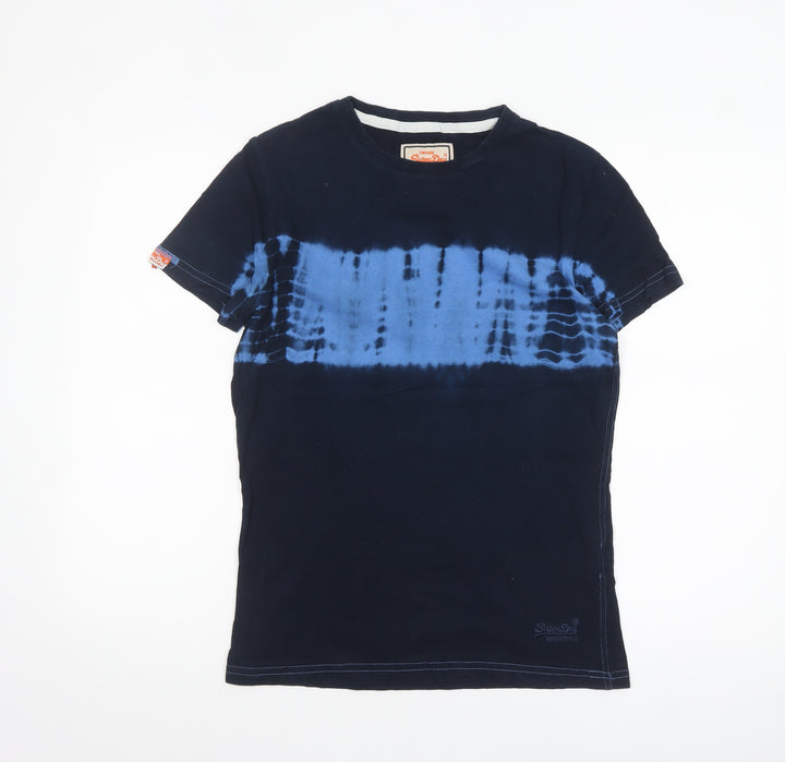 Superdry Men’s Blue Tie-Dye Cotton Crew Neck T-Shirt Small