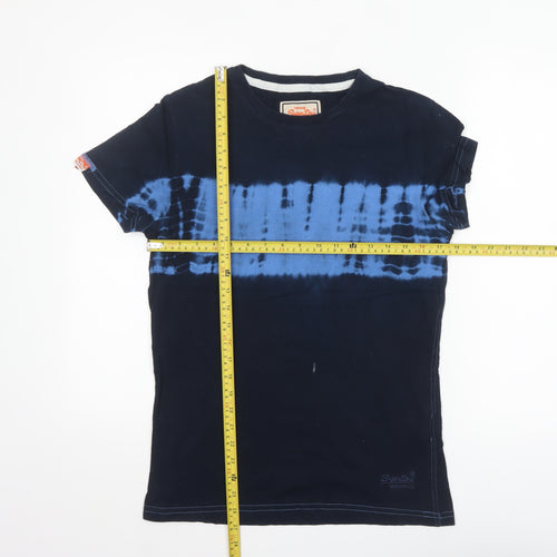 Superdry Men’s Blue Tie-Dye Cotton Crew Neck T-Shirt Small