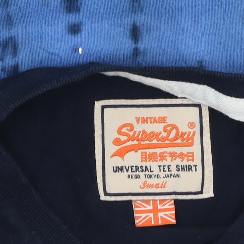 Superdry Men’s Blue Tie-Dye Cotton Crew Neck T-Shirt Small