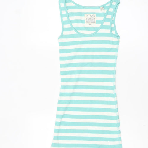 Jack Wills Women's Blue White Striped Slim Fit Cotton Tank Top Size 10