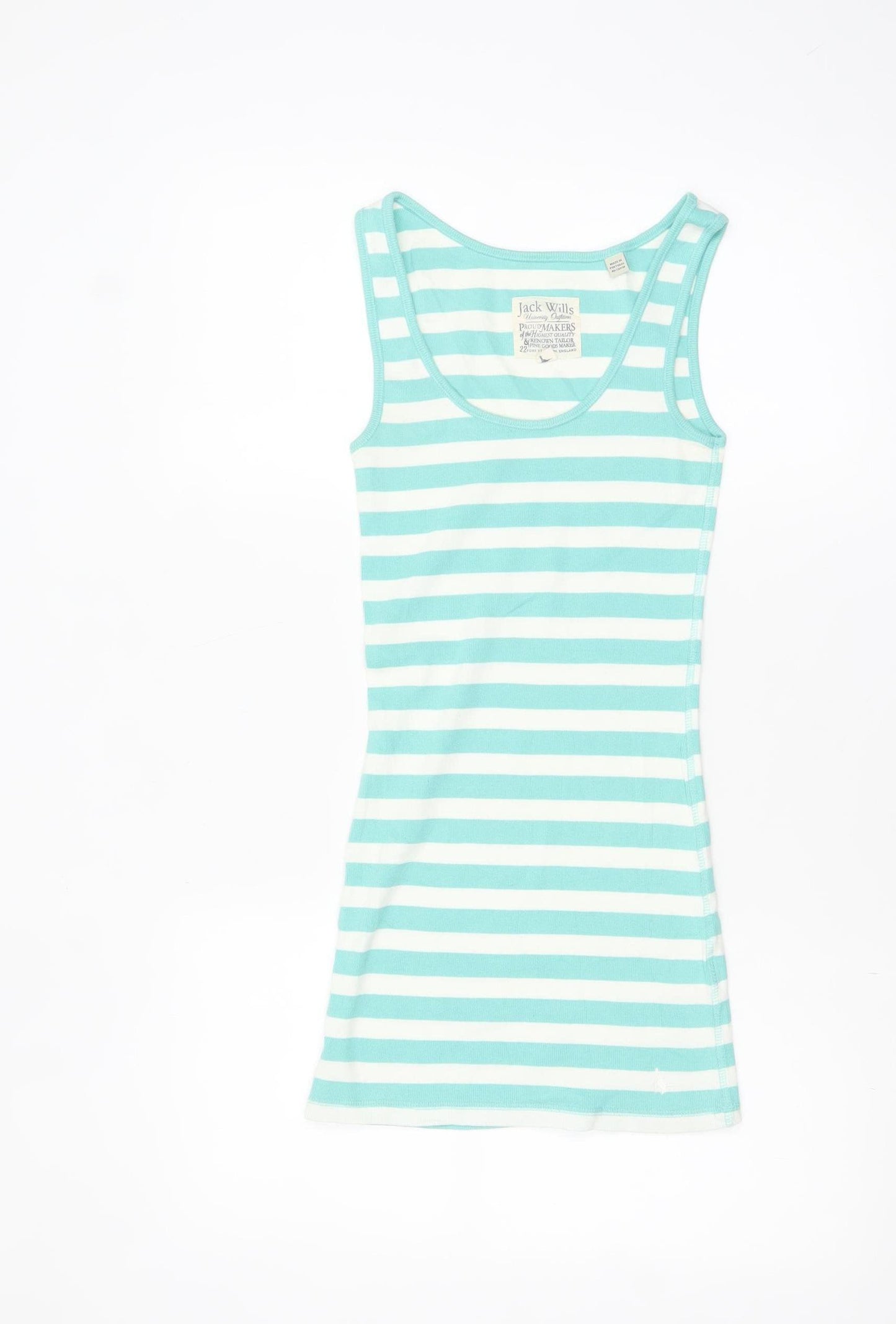 Jack Wills Women's Blue White Striped Slim Fit Cotton Tank Top Size 10