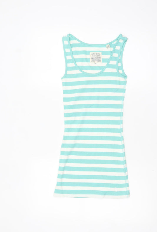 Jack Wills Women's Blue White Striped Slim Fit Cotton Tank Top Size 10