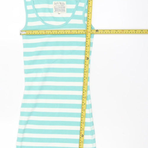 Jack Wills Women's Blue White Striped Slim Fit Cotton Tank Top Size 10