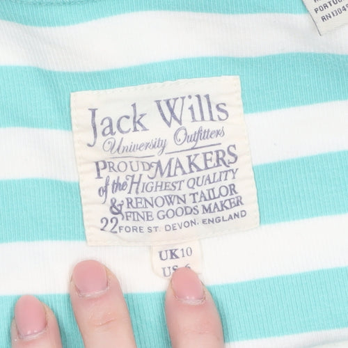 Jack Wills Women's Blue White Striped Slim Fit Cotton Tank Top Size 10