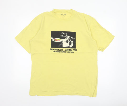 Uniqlo Men’s Yellow Amoeba Music Graphic T-Shirt Size M