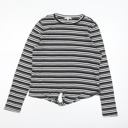 Red Herring Womens Black Striped Long Sleeve Jersey T-Shirt Size 14