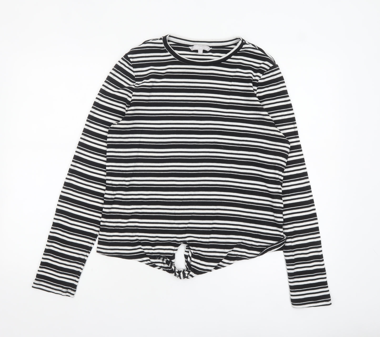 Red Herring Womens Black Striped Long Sleeve Jersey T-Shirt Size 14