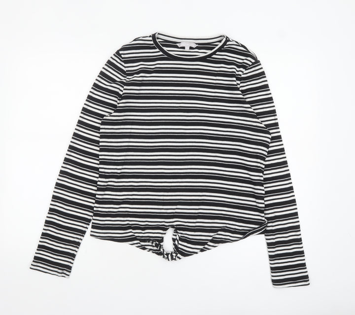 Red Herring Womens Black Striped Long Sleeve Jersey T-Shirt Size 14