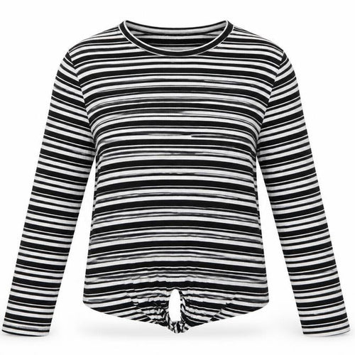 Red Herring Womens Black Striped Long Sleeve Jersey T-Shirt Size 14