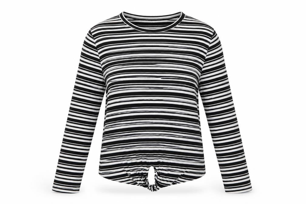 Red Herring Womens Black Striped Long Sleeve Jersey T-Shirt Size 14