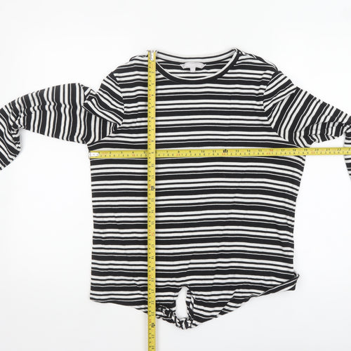 Red Herring Womens Black Striped Long Sleeve Jersey T-Shirt Size 14