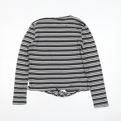 Red Herring Womens Black Striped Long Sleeve Jersey T-Shirt Size 14