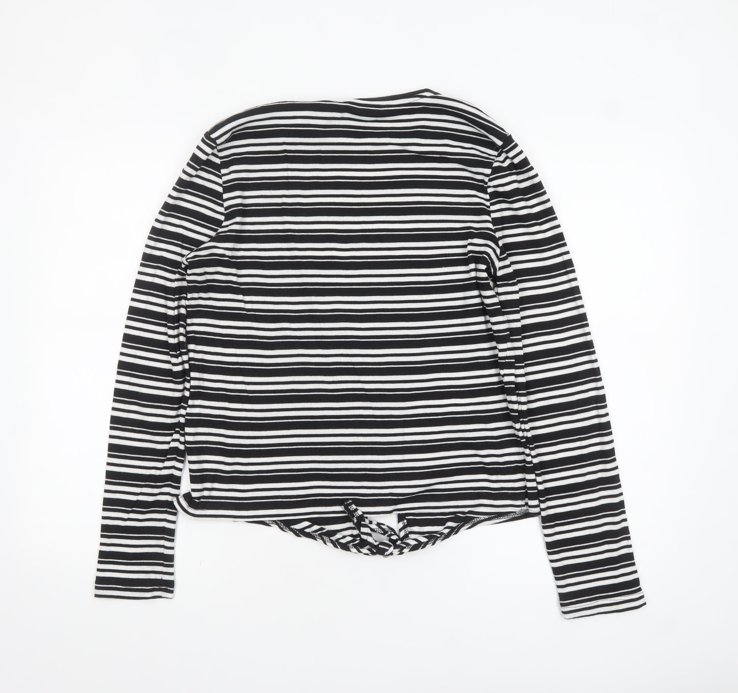 Red Herring Womens Black Striped Long Sleeve Jersey T-Shirt Size 14