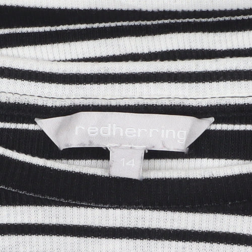 Red Herring Womens Black Striped Long Sleeve Jersey T-Shirt Size 14