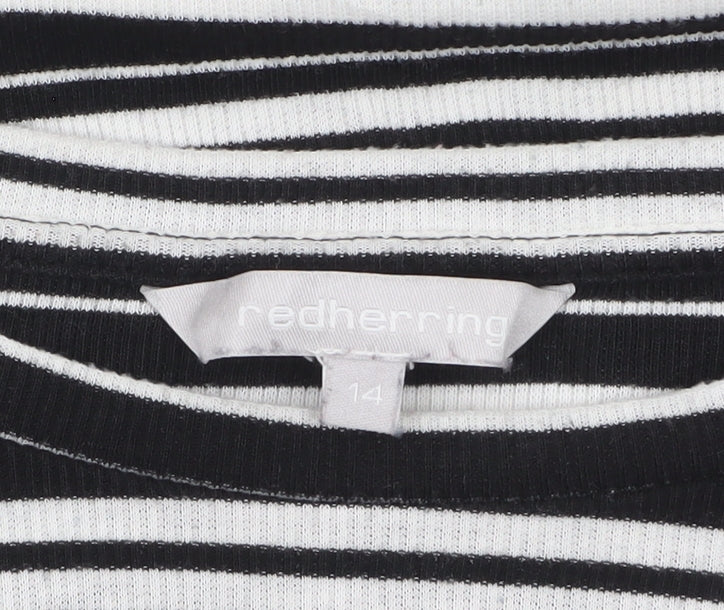 Red Herring Womens Black Striped Long Sleeve Jersey T-Shirt Size 14