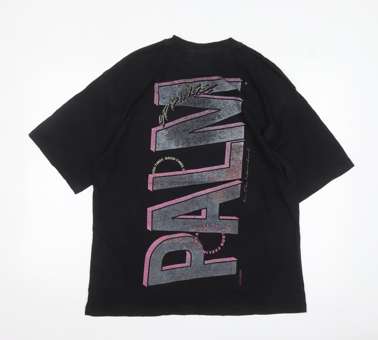 Collusion Men’s Black Palm Springs Graphic T-Shirt Medium