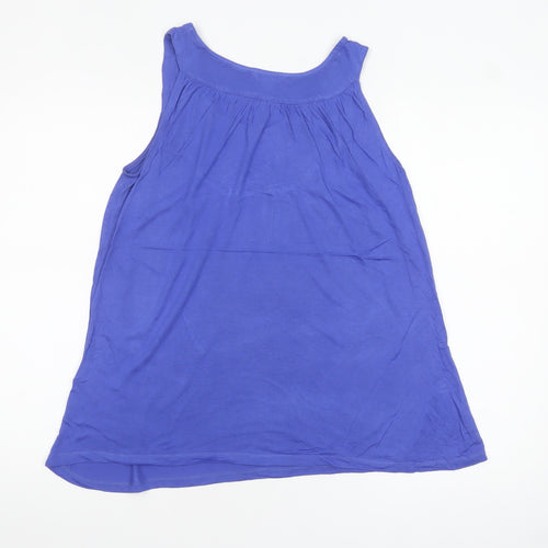 Monsoon Women's Blue Beaded Scoop Neck Sleeveless Tank Top UK 10