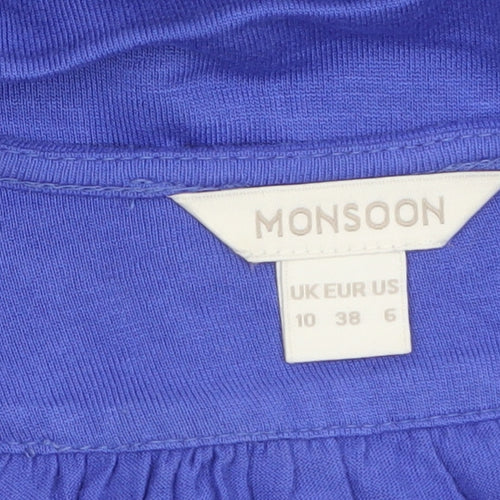 Monsoon Women's Blue Beaded Scoop Neck Sleeveless Tank Top UK 10
