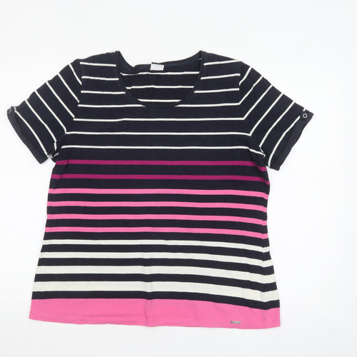 Your Sixth Sense Womens Multicoloured Striped Short Sleeve Cotton T-Shirt Size 20