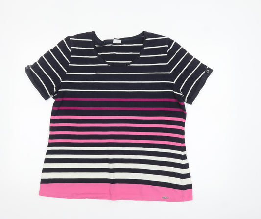 Your Sixth Sense Womens Multicoloured Striped Short Sleeve Cotton T-Shirt Size 20