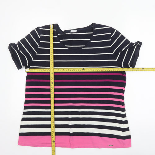 Your Sixth Sense Womens Multicoloured Striped Short Sleeve Cotton T-Shirt Size 20