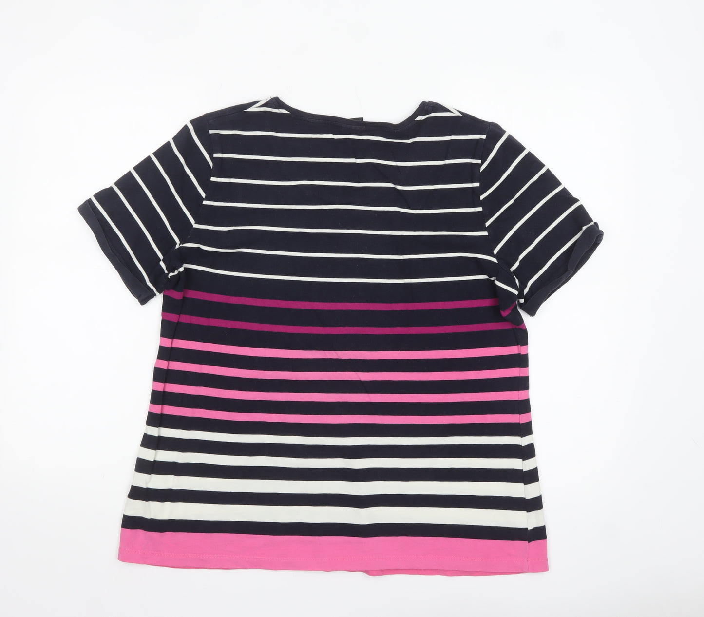 Your Sixth Sense Womens Multicoloured Striped Short Sleeve Cotton T-Shirt Size 20