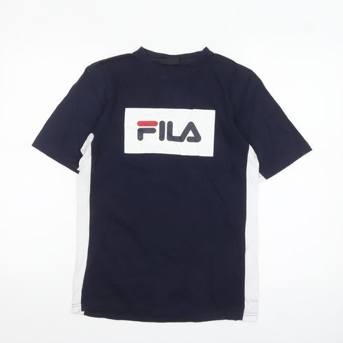FILA Womens Blue Logo Crew Neck Cotton T-Shirt Size 14