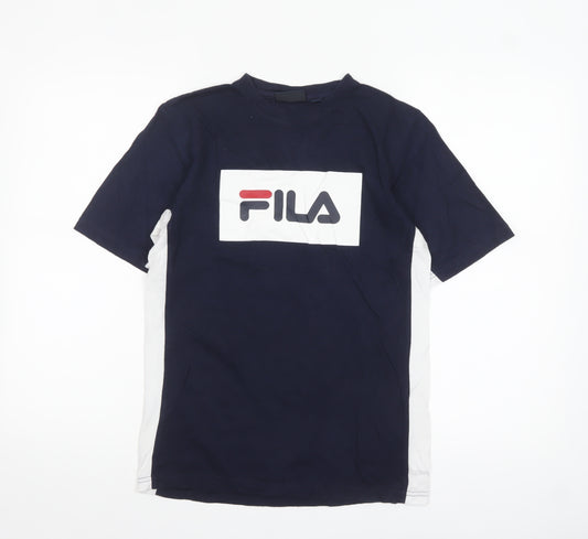 FILA Womens Blue Logo Crew Neck Cotton T-Shirt Size 14